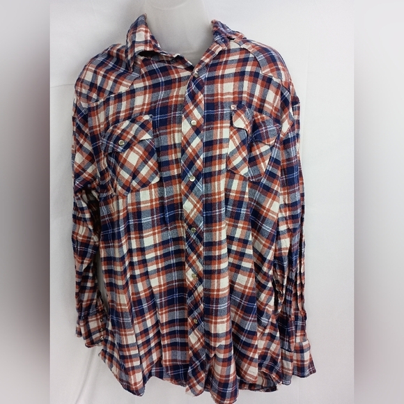 2/$30 WRANGLER Casual Western Style Plus Size Patchwork  Button Up(#546) - Picture 1 of 8